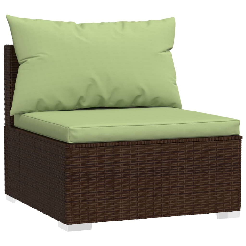 vidaXL 3-Seater Sofa with Cushions Brown Poly Rattan-2