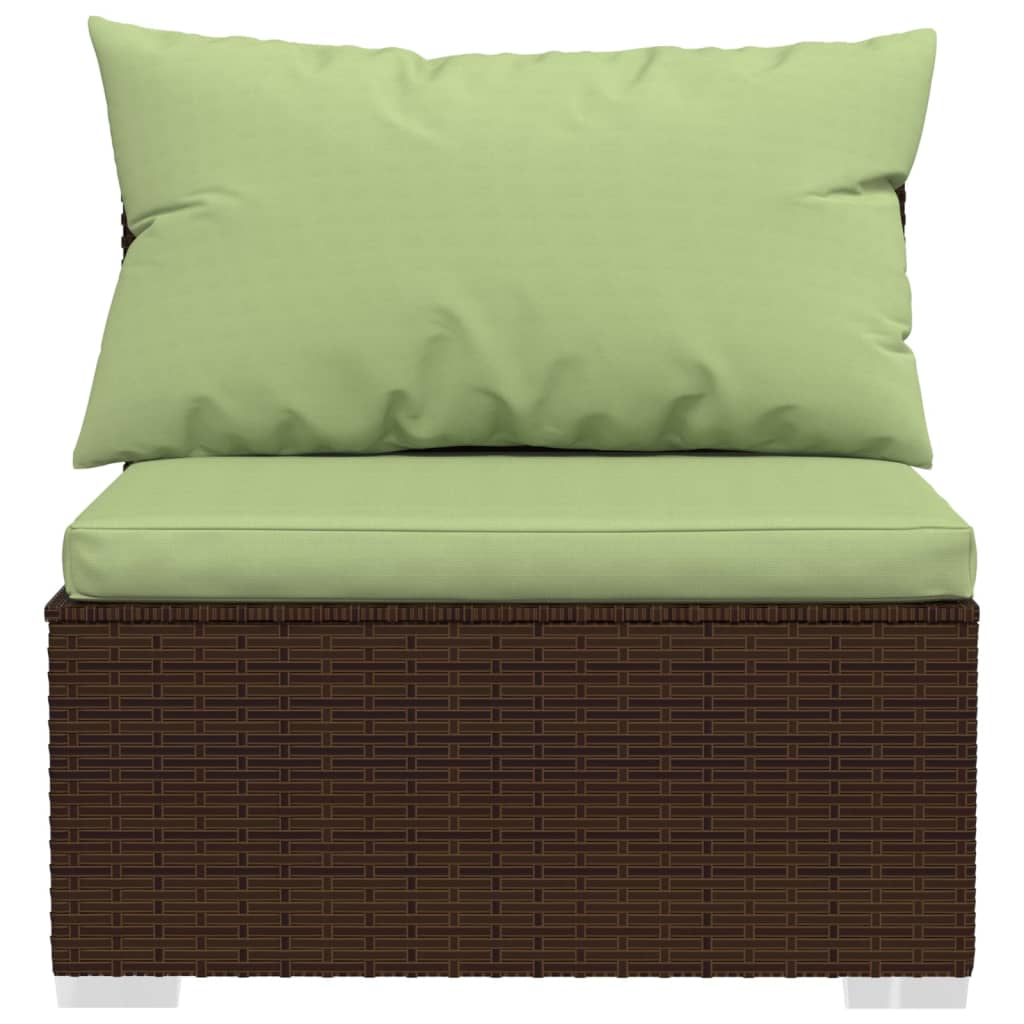vidaXL 3-Seater Sofa with Cushions Brown Poly Rattan-4