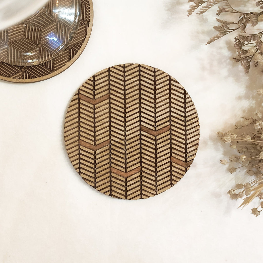Set of 4 Geometric Wooden Coasters - Handmade Gift - Housewarming - Wood Kitchenware-4