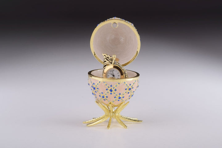 Pink Faberge Egg with Clock Inside-2