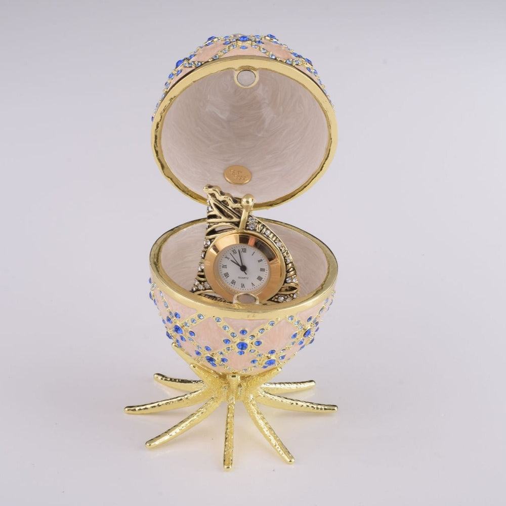Pink Faberge Egg with Clock Inside-1