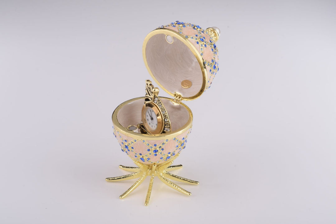 Pink Faberge Egg with Clock Inside-3