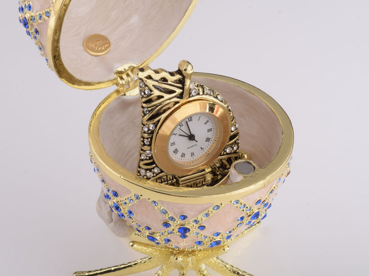 Pink Faberge Egg with Clock Inside-4