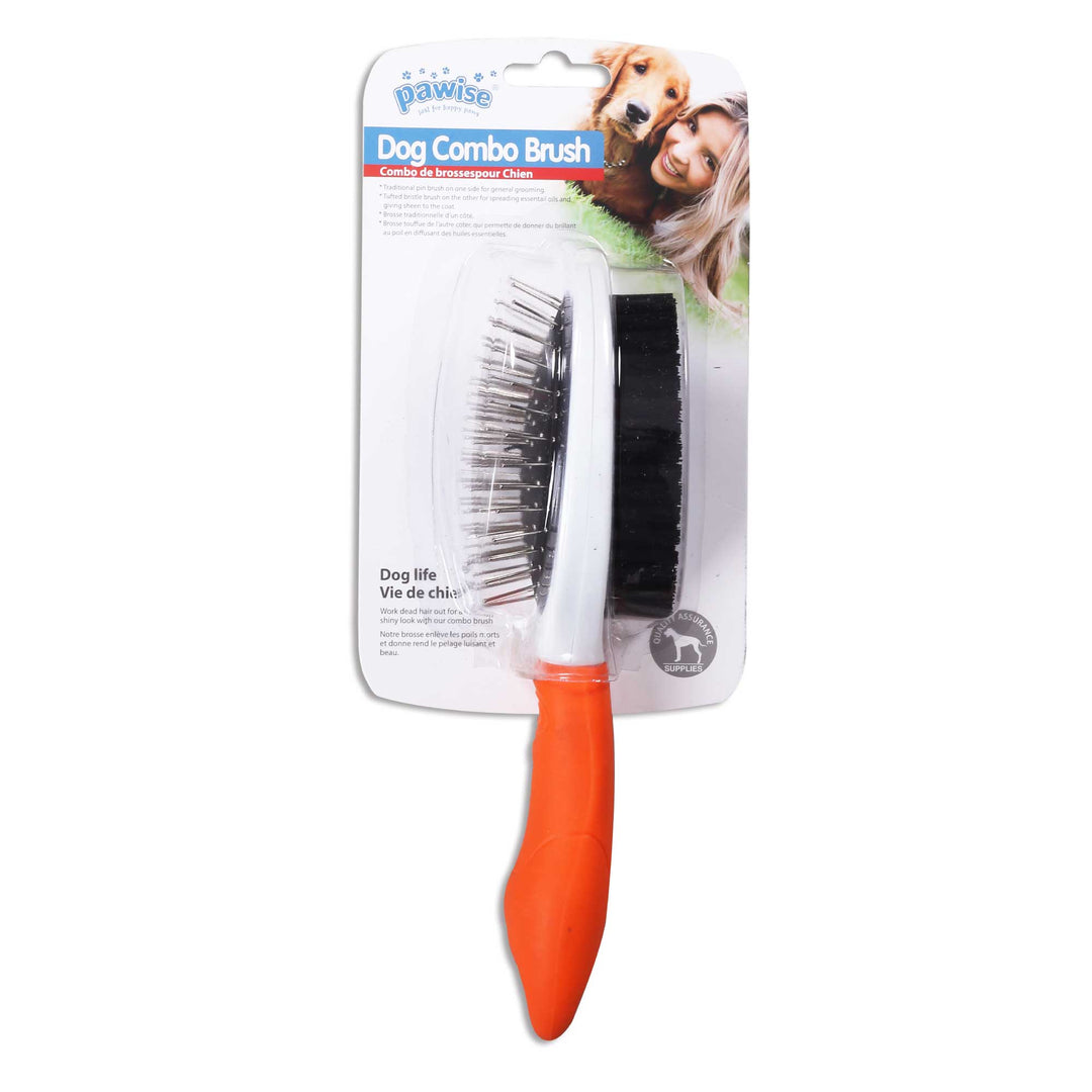 Dog Double Sided Brush Combo Bristle Pins Cat Pet Shedding Comb Grooming Pawise-2