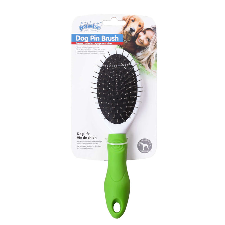 Dog Pin Brush Soft Ball Oval Untangling Anti Slip Handle Pet Cat Grooming Pawise-2