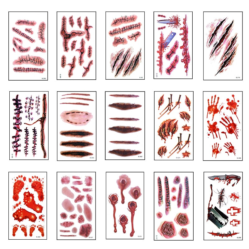 Bloody Horror Waterproof Temporary Tattoo Stickers (Assorted)
