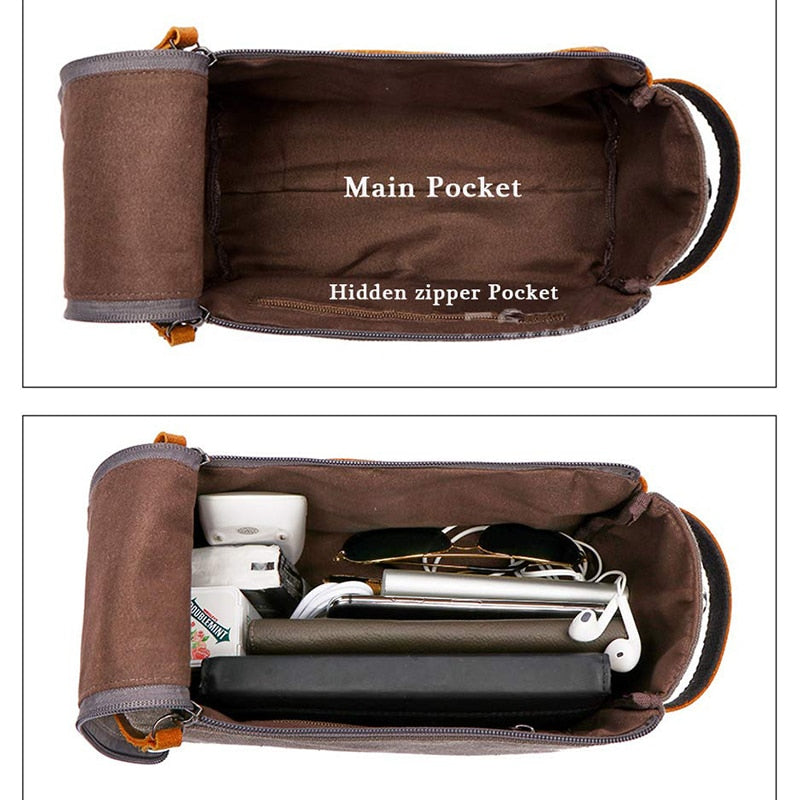 Men's Horse Leather & Canvas Toiletry Travel Bag