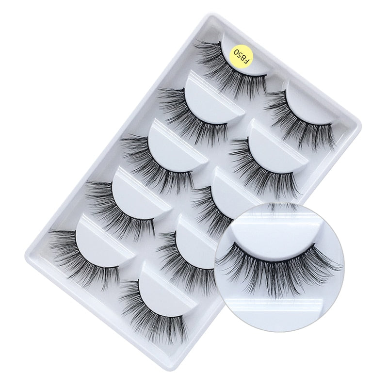 5 Pair Set - 3D Handmade Mink Faux Eyelashes