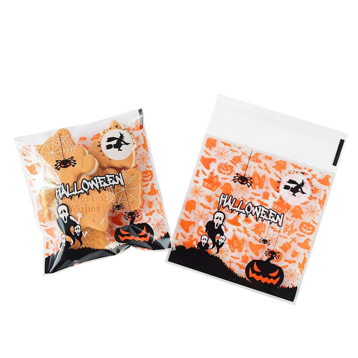 50/100pcs Self Adhesive Cellophane Halloween Treat Bags