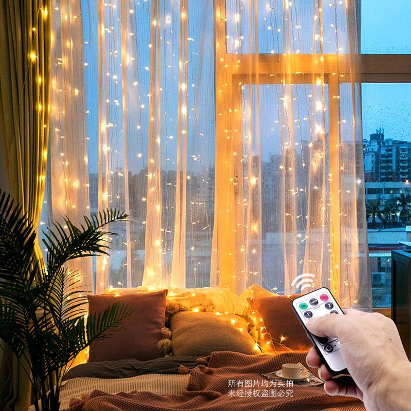 3M LED Curtain String Lights with Remote Control