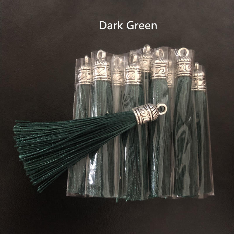 6cm Small Silk Tassel Pendants with Silver End Caps
