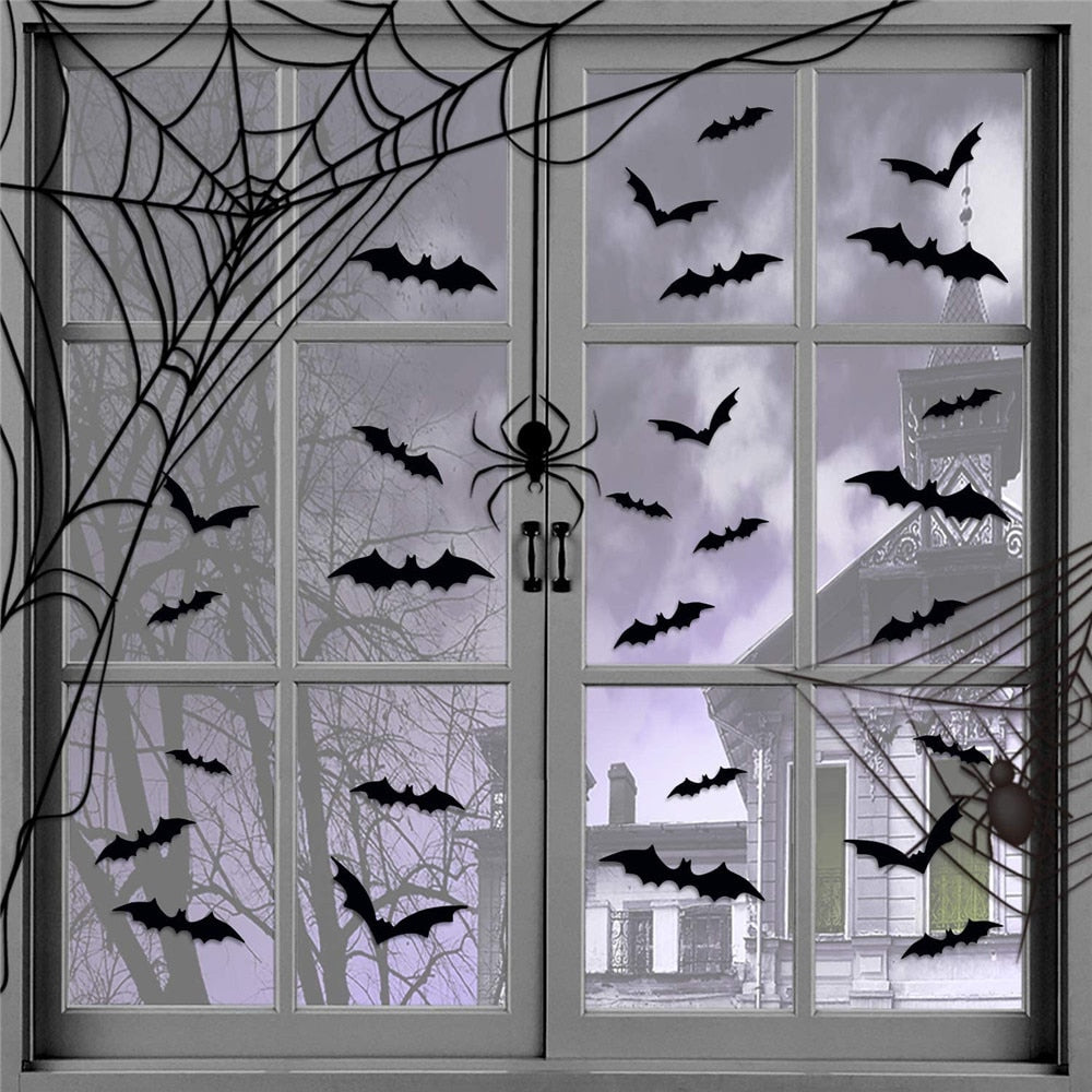 24/48pc Halloween 3D Bat Decorations