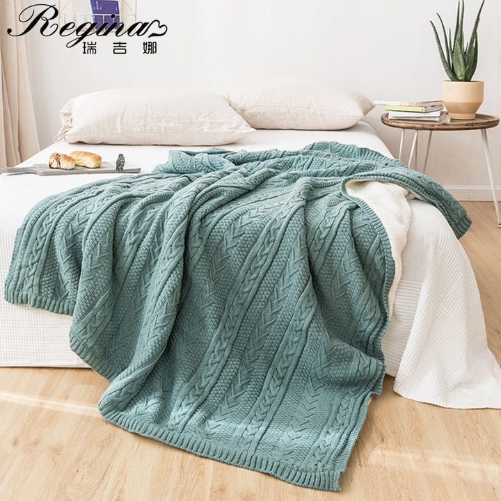 REGINA Brand Winter Stripe Fleece Blanket Soft Warm Sherpa Nordic Style Home Decor Bedspread Plush Throw Blankets For Bed Sofa