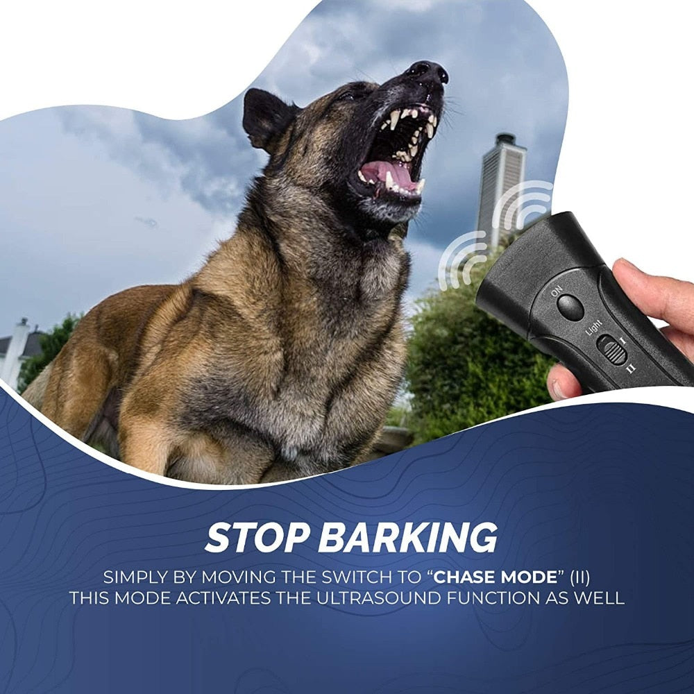 3-In-1 LED Ultrasonic Dog Repeller & Anti-Barking Training Device
