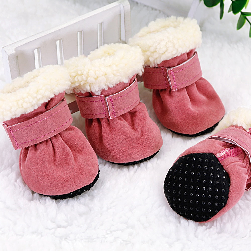 4pcs Winter Anti-Slip Pet Boots for Small Pets
