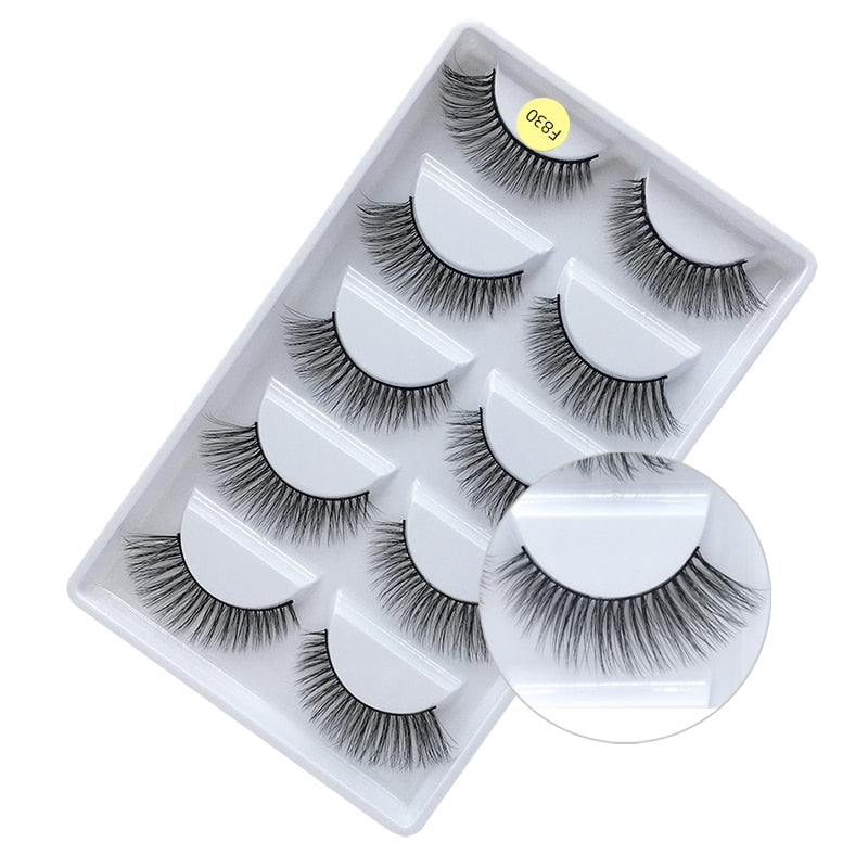 5 Pair Set - 3D Handmade Mink Faux Eyelashes