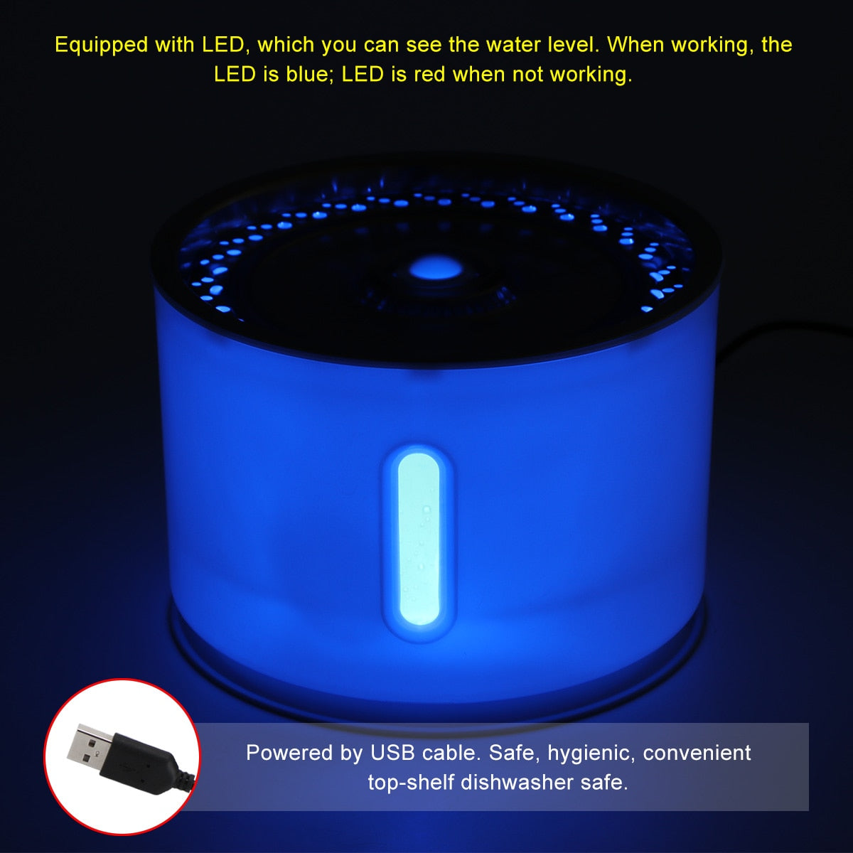 2.4L Automatic Pet Water Fountain with LED Night-Light