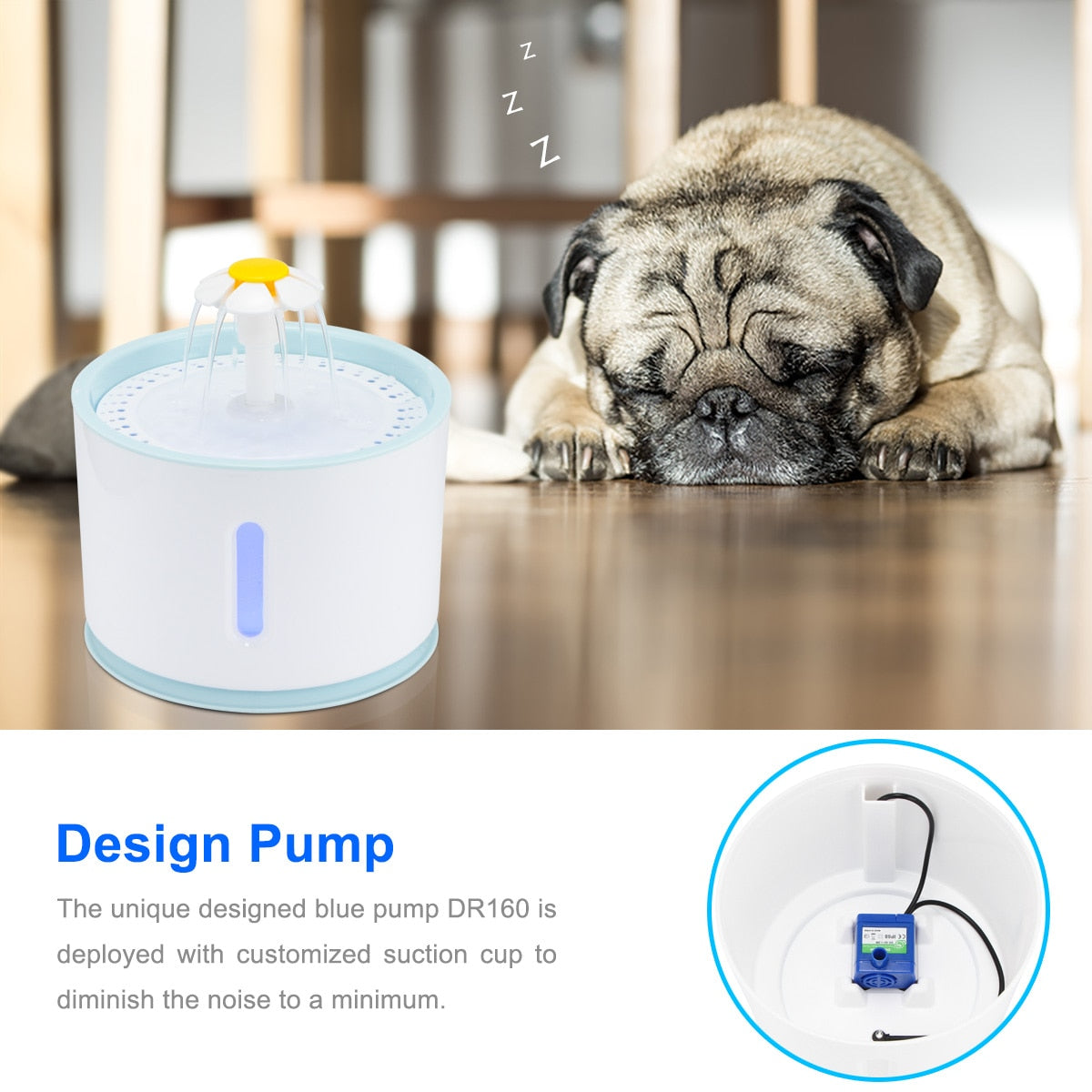 2.4L Automatic Pet Water Fountain with LED Night-Light