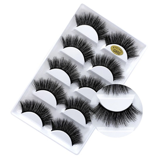 5 Pair Set - 3D Handmade Mink Faux Eyelashes