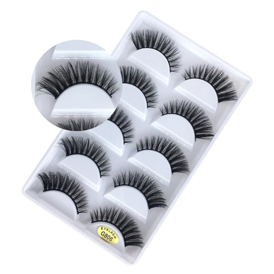 5 Pair Set - 3D Handmade Mink Faux Eyelashes