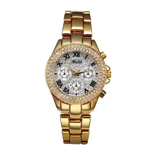 MISSFOX Ladies Waterproof Luxury Rhinestone Quartz Wristwatch