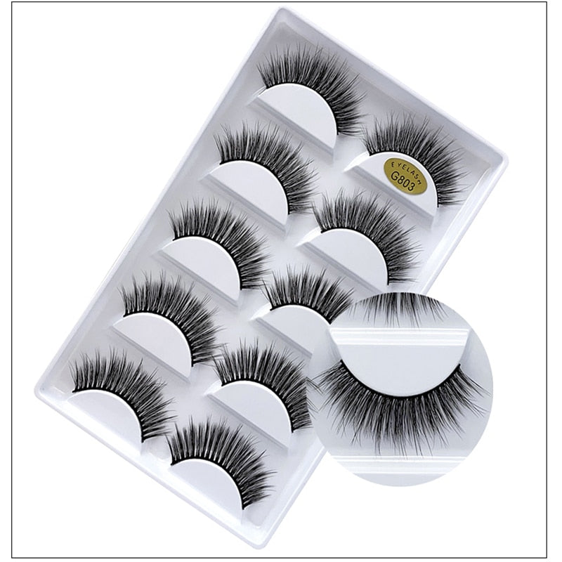 5 Pair Set - 3D Handmade Mink Faux Eyelashes