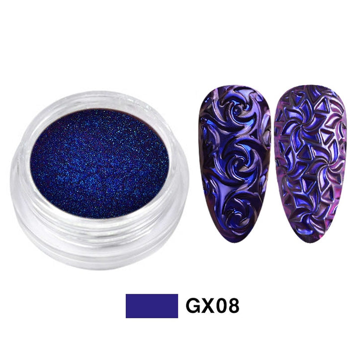 3D Mirror Effect Silicone Sculpture Nail Glitters with Templates
