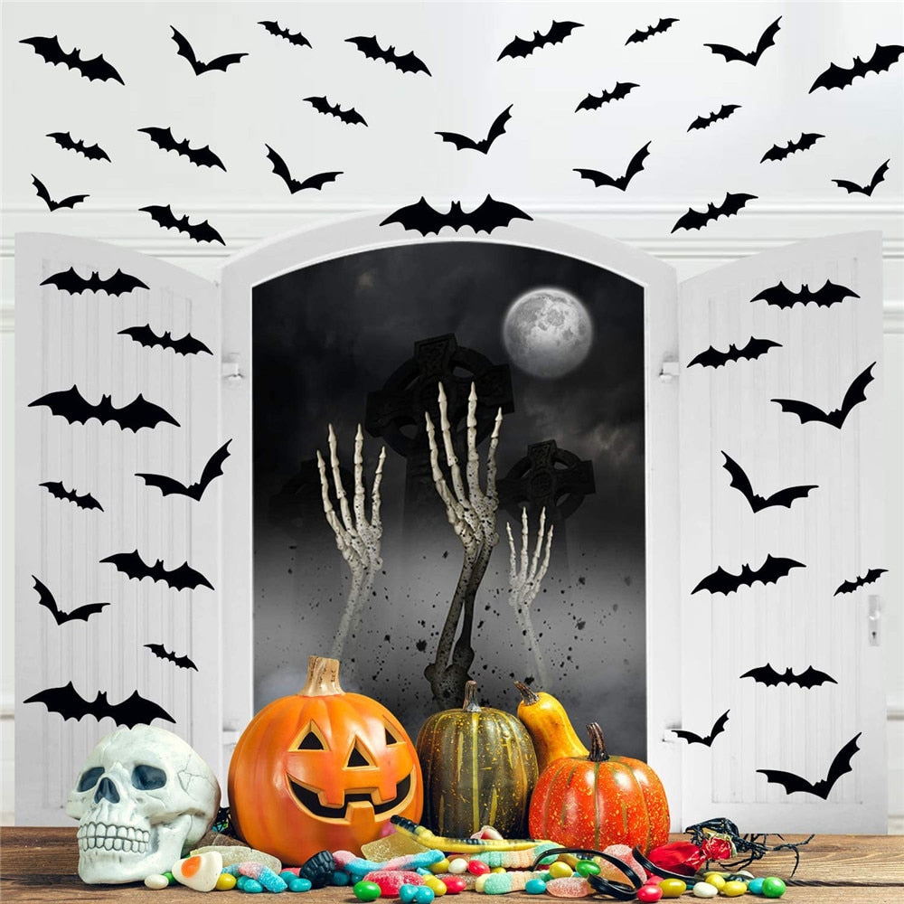 24/48pc Halloween 3D Bat Decorations