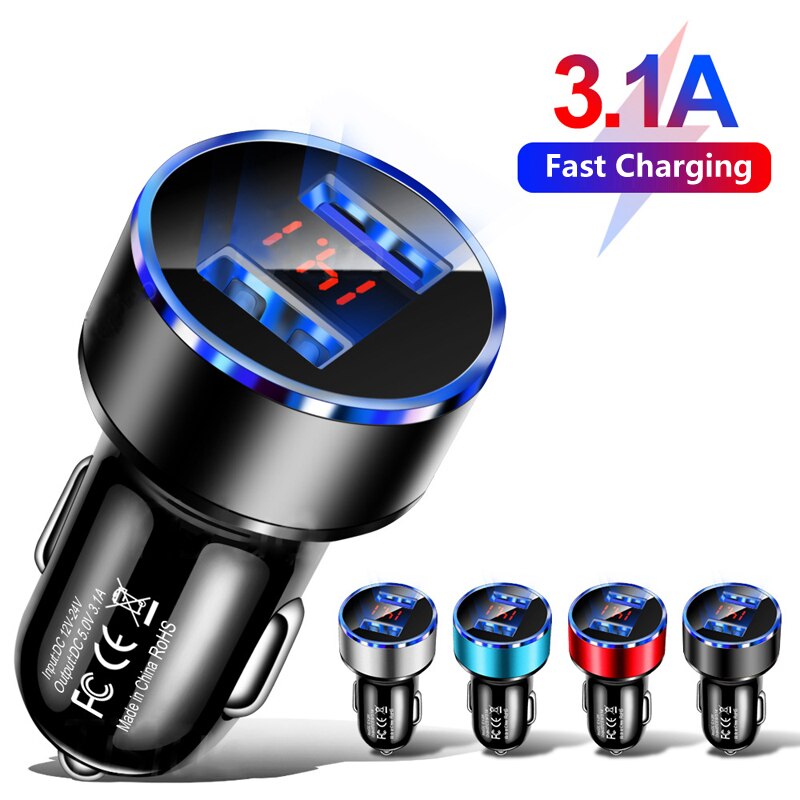 3.1A Dual USB Car Charger with LED Display