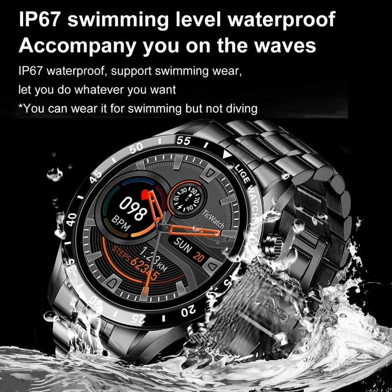 LIGE Quartz Touch Screen Waterproof Smart Fitness Watch