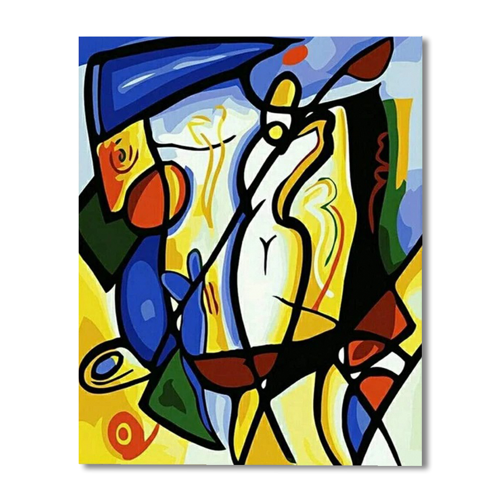 Abstract Mosaic Figure Paint-By-Numbers Painting Kit