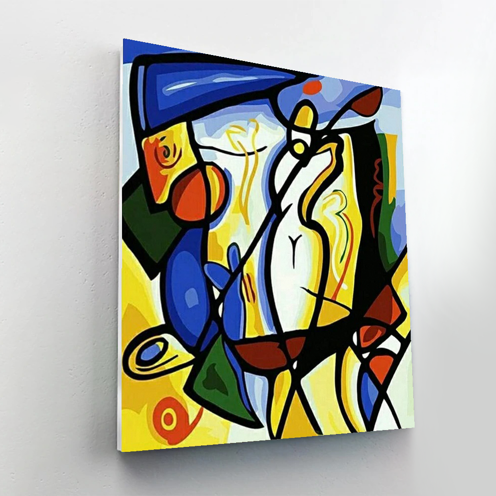 Abstract Mosaic Figure Paint-By-Numbers Painting Kit