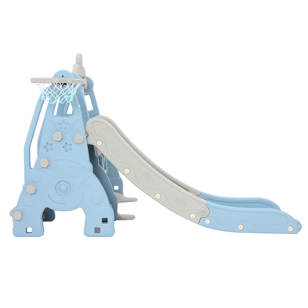 Keezi Kids Slide 170cm Extra Long Swing Basketball Hoop Toddlers PlaySet Blue-3