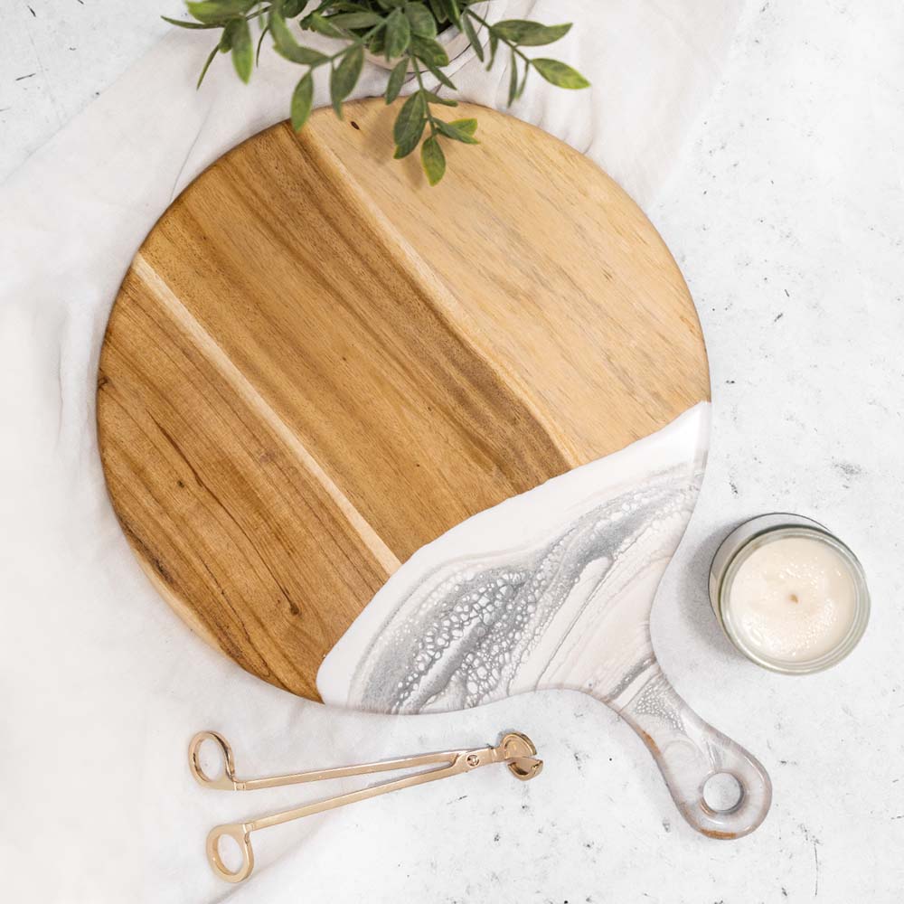 Round Cheese Paddle Acacia Boards-3