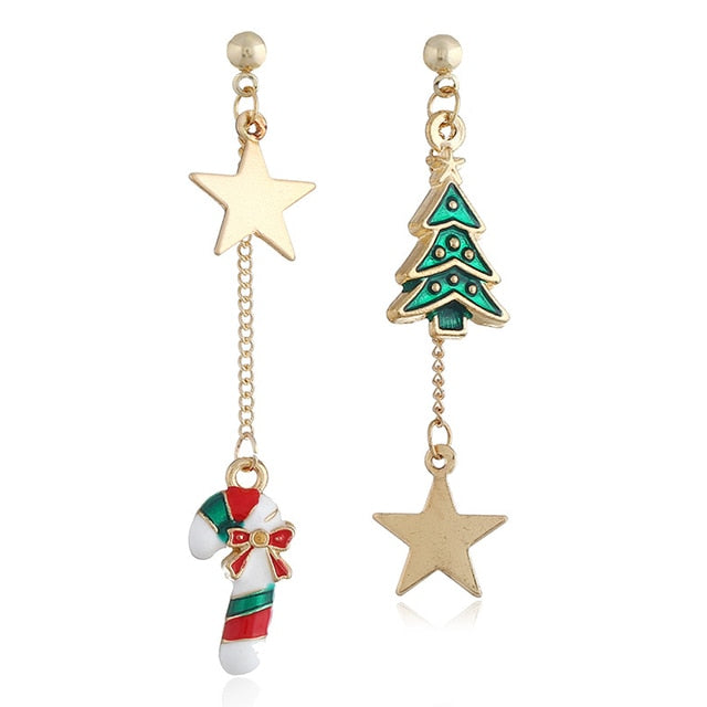 Cheerful Holiday Asymmetric Design Earrings