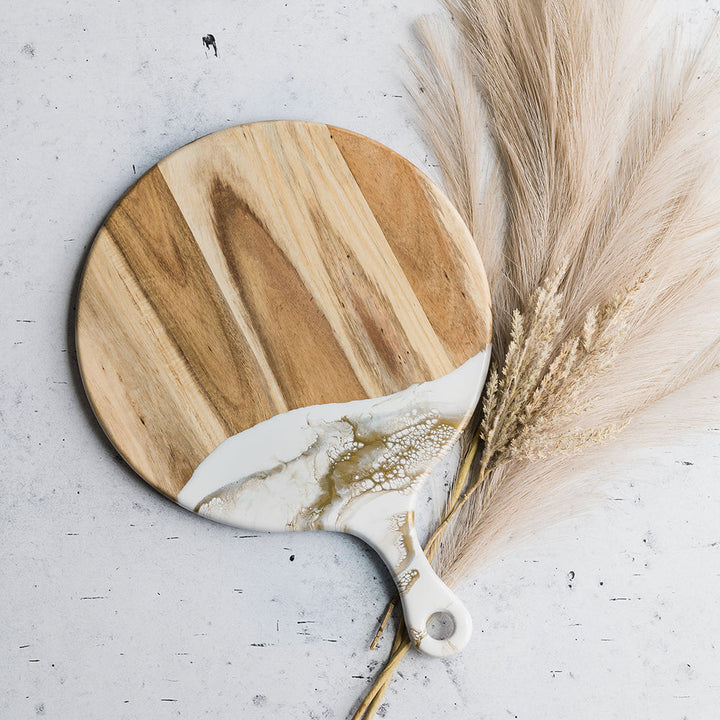 Round Cheese Paddle Acacia Boards-5