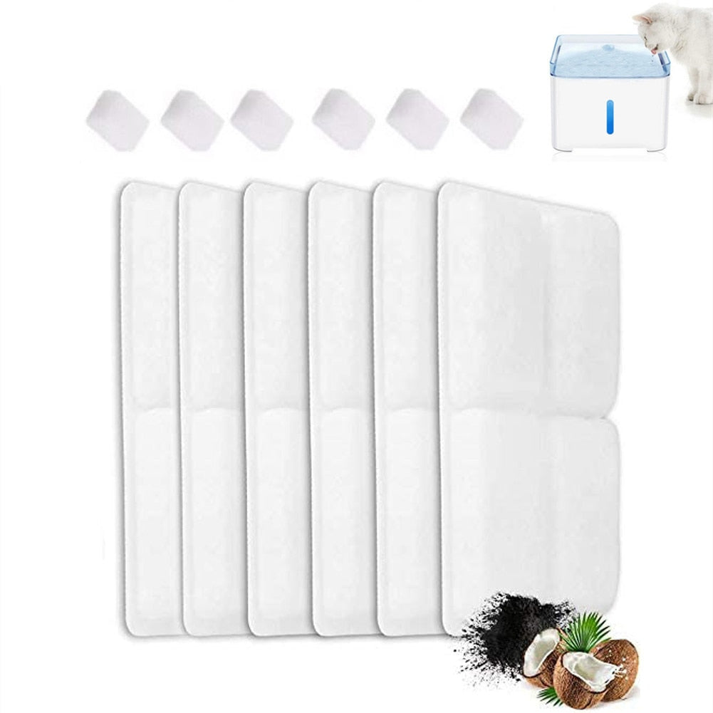 6 Pack Pet Water Fountain Replacement Filters with Coconut Activated Carbon