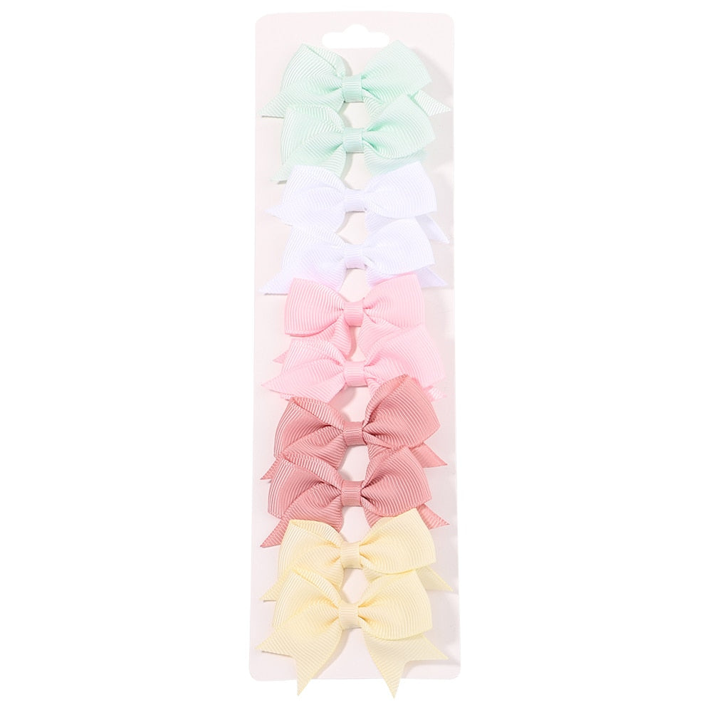 BABY BOWS Solid Color Bowknot Ribbon Hair Clips - Assorted 10pc Sets