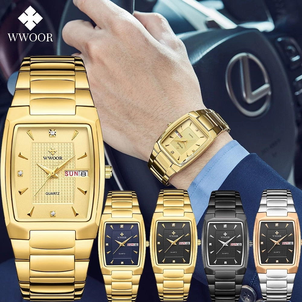 WWOOR Men's Luxury Stainless Steel Quartz Watches