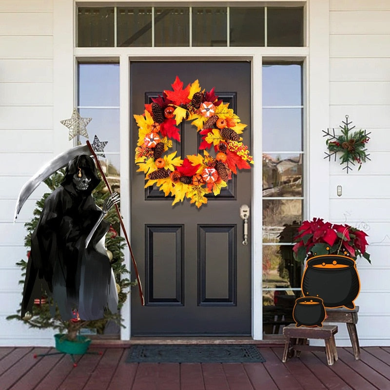Autumn Garland Rattan Door Wreath