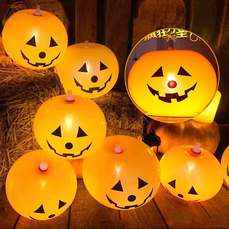 LED Light-Up Latex Jack-O-Lantern Pumpkin Balloons