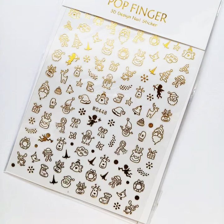 Sliver Bronzing 3D Christmas Nail Art Foil Stickers