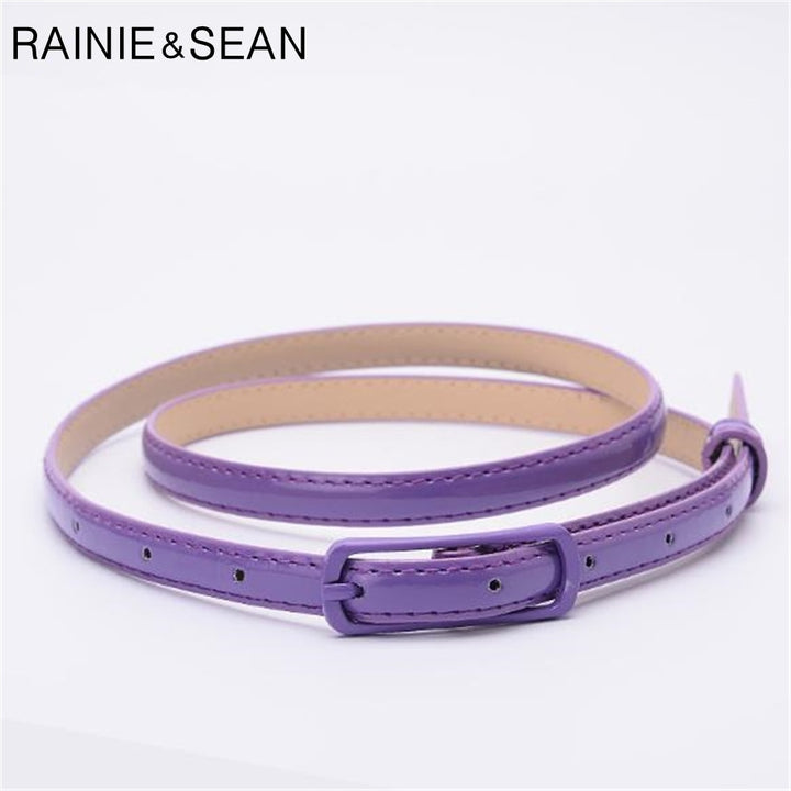 RAINIE SEAN Thin Leather Women Belt Pin Buckle Belt For Dresses Ladies Purple Ladies Fashion Belt Female Strap