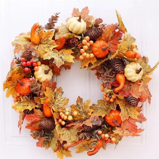 Autumn Garland Rattan Door Wreath