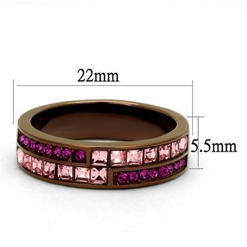 TK2837 - IP Coffee light Stainless Steel Ring with Top Grade Crystal  in Multi Color-1