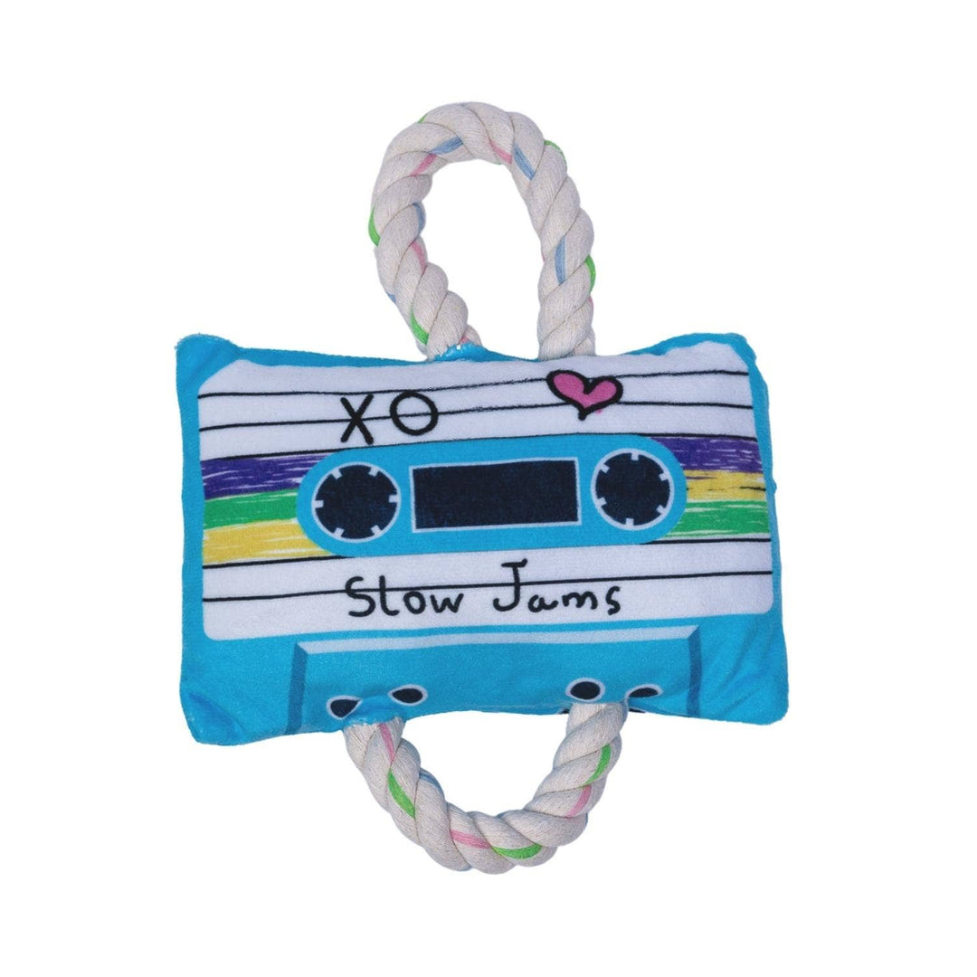 Cassette Tape Crinkle and Squeaky Plush Dog Toy-0