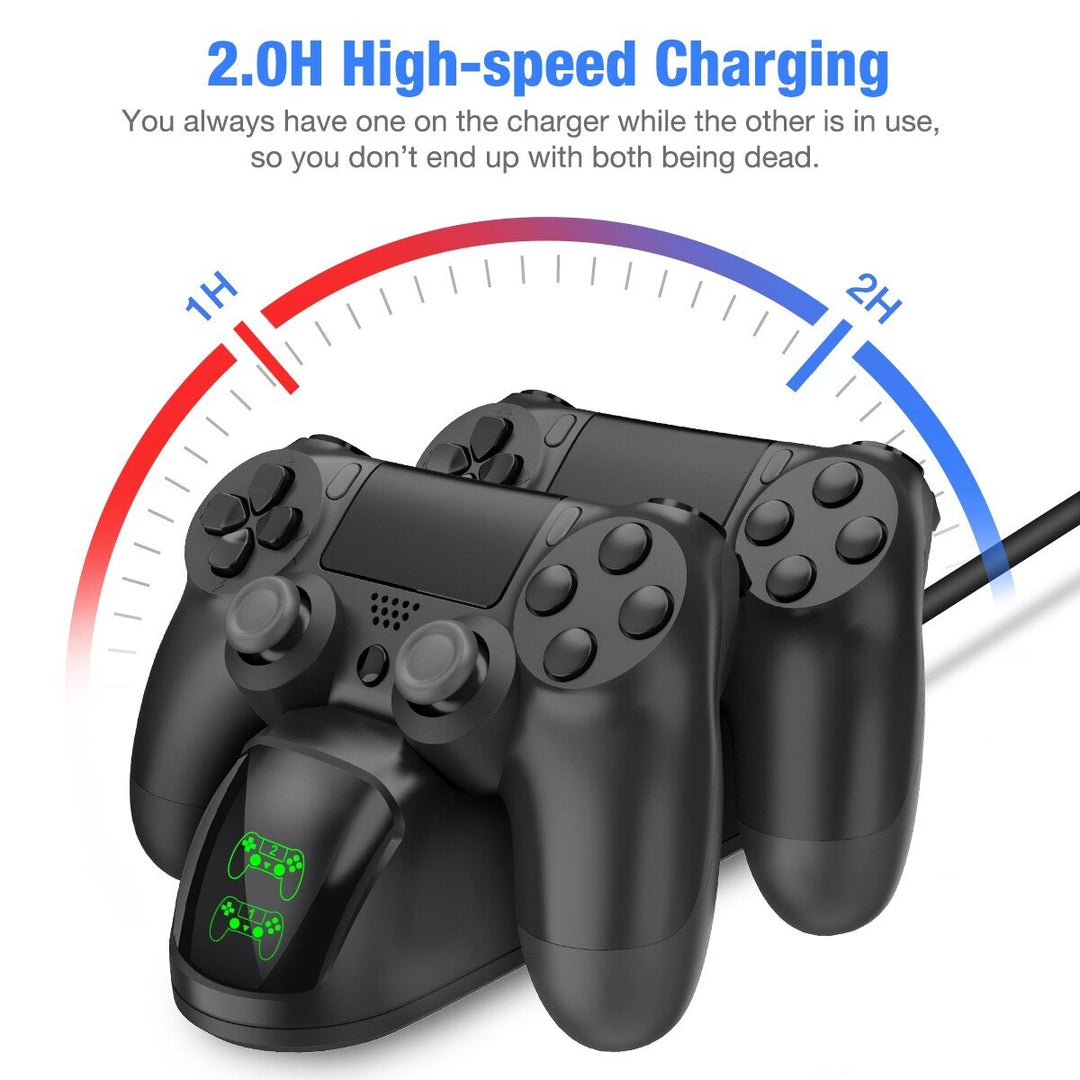 Controller Charger Stand For PS4 Fast Charging Station For Playstation 4/ PS4/ Slim/ PS4 Pro with Dual Controller Dock-4