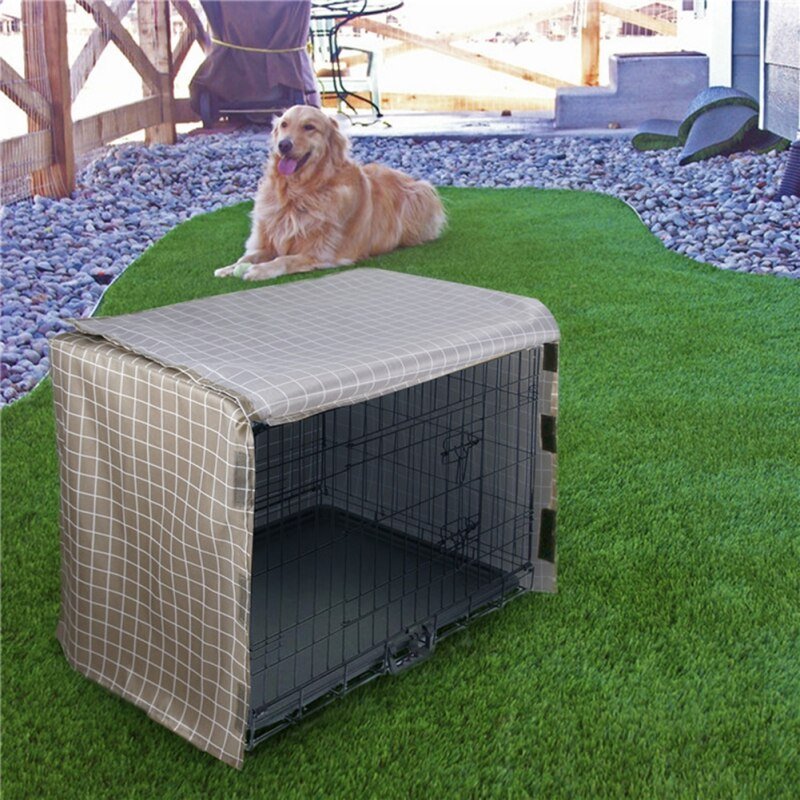 Dog Kennel House Cover Waterproof Dust-proof Durable Oxford Dog Cage Cover Foldable Washable Outdoor Pet Kennel Cover-7