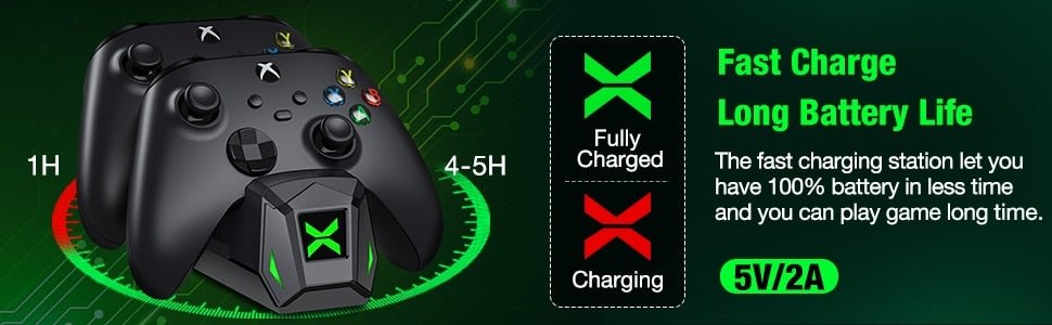 Dual Fast Charger For Xbox One X/S/Elite Xbox Series X/S Wireless Controller 2X2550mAh Rechargeable Battery Pack For Xbox One-9