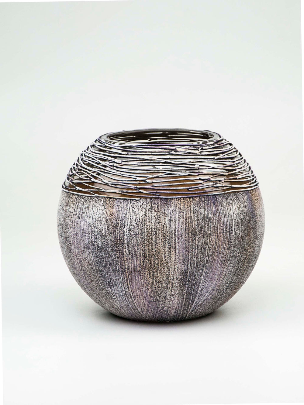Art Decorated Gray Glass Vase for Flowers | Painted Art Glass Round Vase | Interior Design Home Room Decor | Table vase 6 inch-1